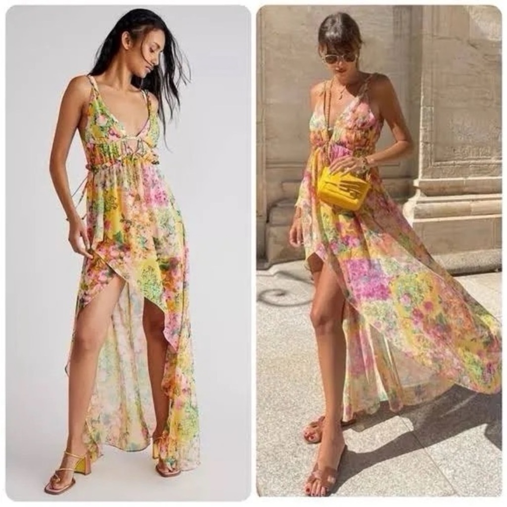 For Love And Lemons Madison Floral High Low Dress